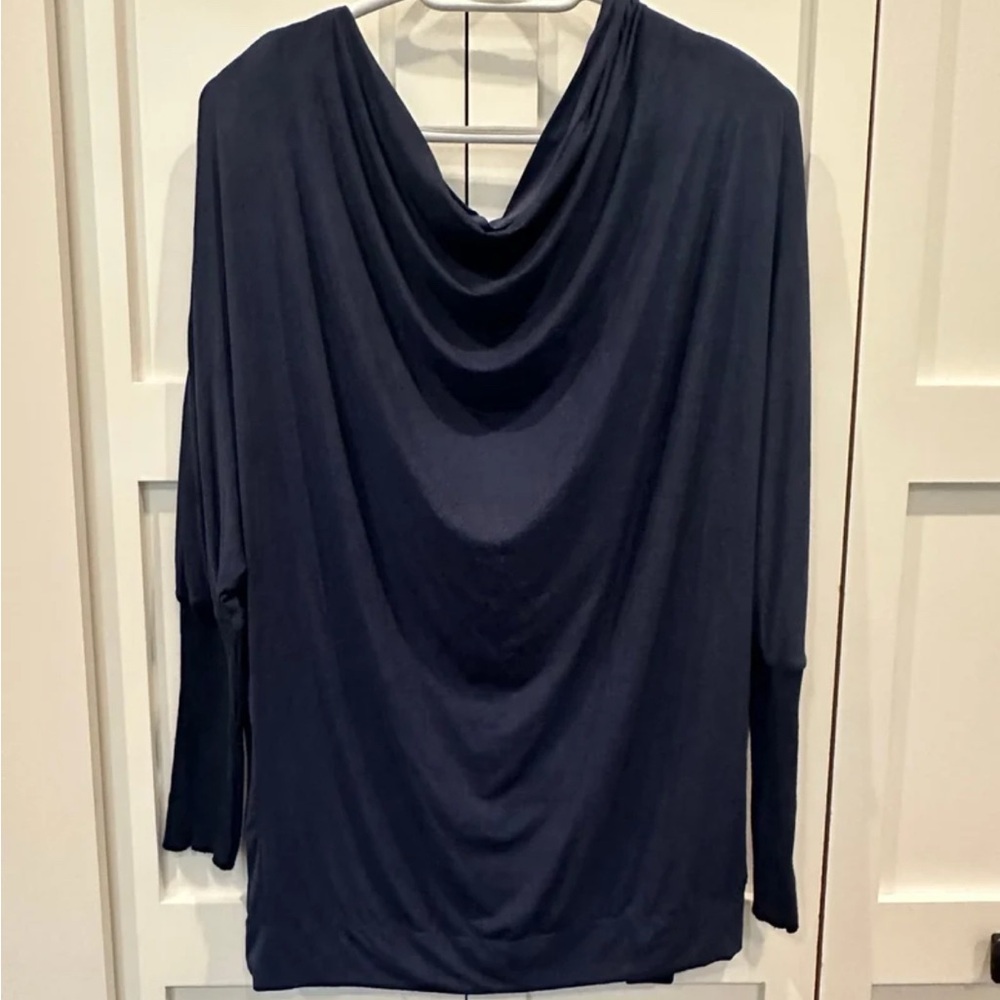 Elegant Navy Drape Blouse